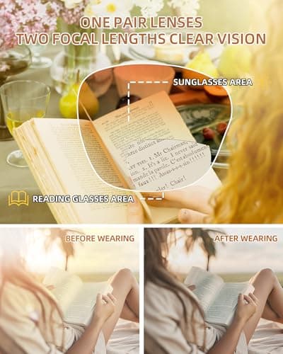 LADEESSE 3 Pack Bifocal Reading Sunglasses for Women, UV400 Sun Readers Glasses Spring Hinge Outdoor Sunglasses +1.75 - Thumbnail 5
