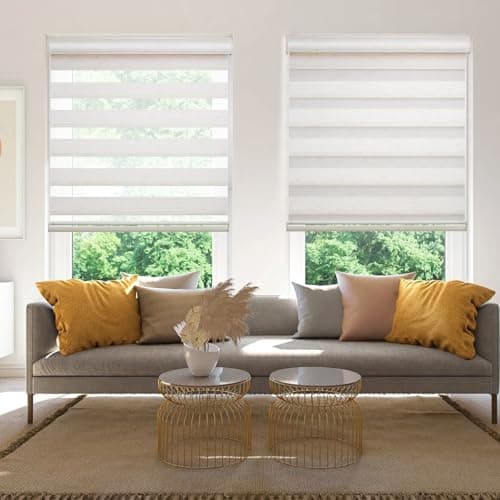 Changshade Cordless Zebra Blinds for Windows, Modern Dual Layer Zebra Blinds with Light Filtering & Privacy Control,Easy Install Zebra Blinds for Indoor Windows,（24" W×72" H,Beige） - Image 1