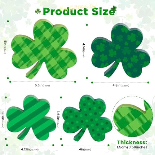 St Patricks Day Wooden Shamrock Decoration, 4-Piece Set of St. Patrick's Day Tabletop or Tray Multi-Layer， tiered tray decor Tray Decoration, shamrock decorations, Office Decor - Thumbnail 3