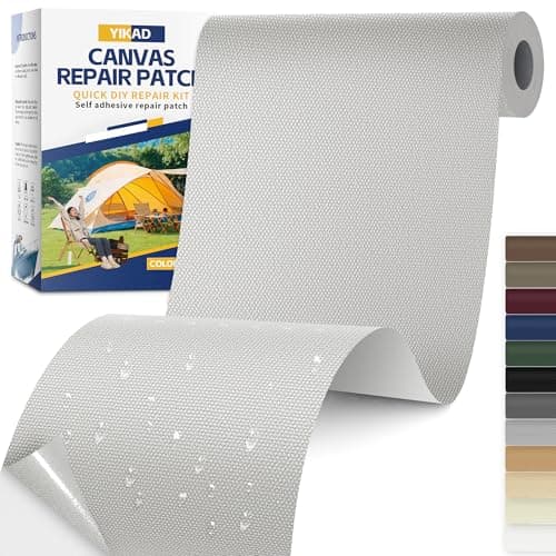 YIKAD Fabric Repair Tape, Self Adhesive Canvas Repair Patch, Waterproof Outdoor Canvas Tape/Patch Kit for Sun Shades Clothing Tent Awnings Boat Cover Couches Grey 4x71 inch - Image 1