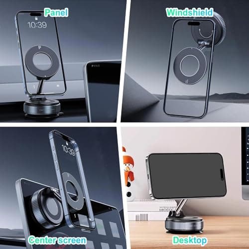 2026 Upgraded Car Vacuum Magnetic Phone Holder for Magsafe [96+LBS Suction & 2800gf Magnetic], 360°Adjustable Suction Cup Car Cell Phone Mount for iPhone 17 Pro Max 16 15 14 13 12 and All Smartphones - Thumbnail 4