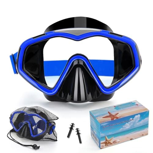 Diving Mask, Adults Swimming Goggles with Nose Cover, Anti-Leak Silicone Adult Snorkel Mask, Wide View Swim Goggles with Fabric Strap and Ultra Clear PC Lens - Image 1
