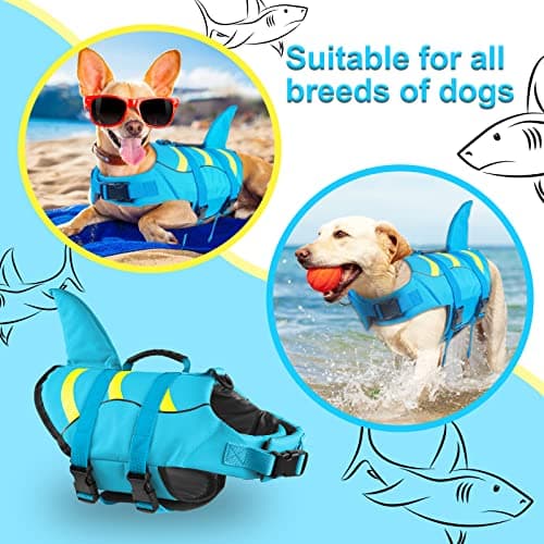 Fragralley Shark Dog Life Jacket, Adjustable Dog Life Vest with Shark Fin, Suit for Small Medium Large Dog Life Vest for Swimming and Boating - Thumbnail 3