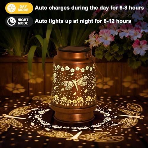 2Pack Solar Lights Dragonfly Solar Lanterns Outdoor Waterproof - Garden Decor Birthday Gifts for Women Mom Grandma Hanging Decoration Outside for Yard, Patio, Backyard, Porch - Thumbnail 4