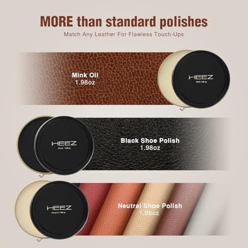 HEEZ 13 PCS Shoe Polish Kit, Shoe Shine Kit, Leather Boot Care Set with Black/Neutral Shoe Polish, Horsehair Brushes, Gifts for Men - Thumbnail 3