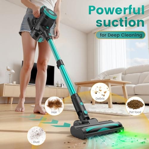 Zefiro Cordless Vacuum Cleaner,45Mins Runtime Vacuum Cleaners for Home, Anti-Tangle and 1.5L Dust Cup, Lightweight Vacuum for Hardwood Floor Carpet Pet Hair - Thumbnail 2