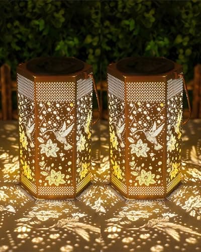 2 Pack Hummingbird Solar Lantern Outdoor Waterproof Outdoor - Mothers Day Gifts for Mom Grandma - Birthday Day Gifts for Women, Garden Decor Solar Lights Outdoor - Image 1