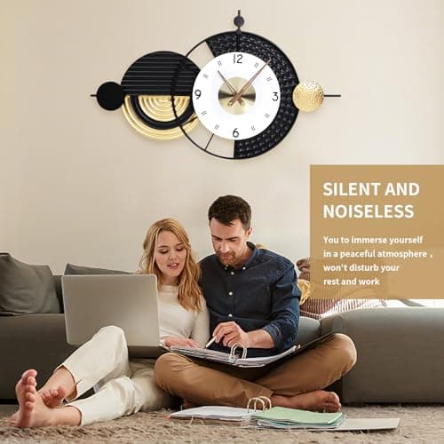 Anmotpe Large Modern Wall Clocks Big Wall Clock Nordic Style Metal Dial Battery Operated Clocks for Living Room Kitchen Bedroom 20.8X34.2inch - Thumbnail 3