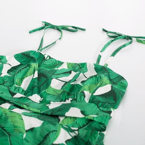 Belle Poque Spring Summer Dresses for Women Knee Length Dress Tropical Hawaiian Floral Dress Beach Vacation Green XXL - Thumbnail 6