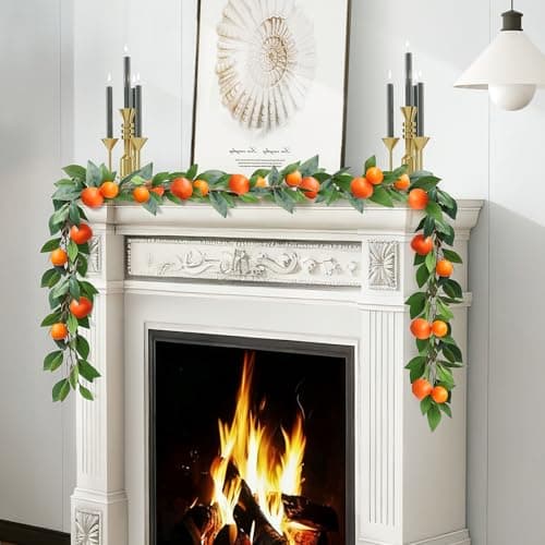 2PCS Artificial Oranges Garland(12Ft Total) - Faux Oranges Vine with Greenery, Realistic Fruit Garland for Home, Garden, Wedding, Party & Christmas Decor | Fake Orange Wreath for Hanging Decoration - Thumbnail 4