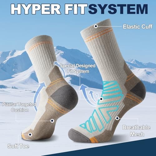 BISOUSOX Thin Merino Wool Socks for Men, 70% Premium Wool Crew Dress & Light Hiking Socks, Moisture Wicking, 3 Pairs - Thumbnail 3