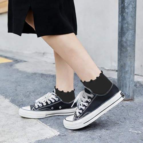 FYC Womens Ruffle Socks, Cute Ruffle Ankle Socks, Soft Breathable Sock for Daily Wear 6 Pairs - Thumbnail 5