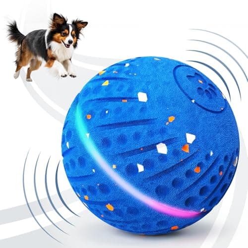 Smart Interactive Dog Toys for Small Medium Dogs, Automatic Moving Dog Toy Ball 3-Modes with Lights, Motion Activated Rolling & Rotating Bouncy Toy for Dogs to Keep Them Busy, E-TPU Material, Blue