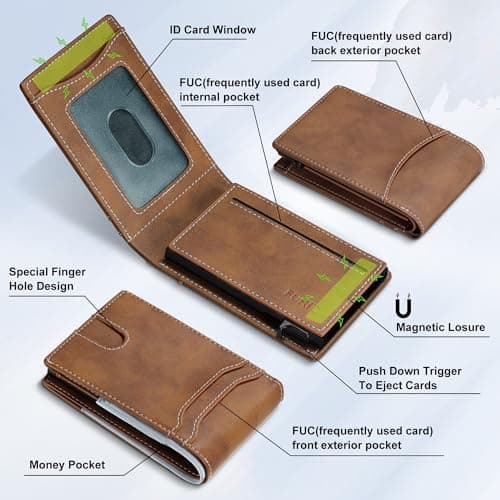furid Card Wallet For Men Slim: Smart Rfid Minimalist Front Pocket Pop Up Wallet with ID Window - Gifts for Husband Father at Birthday Anniversary - Thumbnail 2