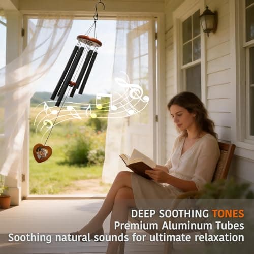 Personalized Dog Memorial Gifts for Loss of Dog, 32 Inch Wind Chimes with Wooden Photo Frame, Sympathy Windchime Outdoors for Loss of Loved One, Pet Memorial Gifts for Dogs, Cats - Thumbnail 4