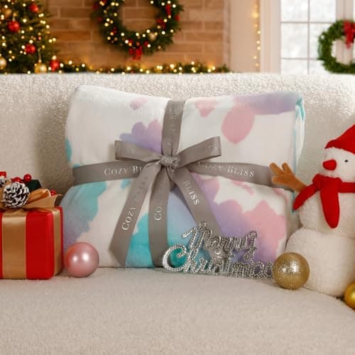 Cozy Bliss Cow Print Fuzzy Throw Blanket for Couch - Thick Soft Warm Non Shedding Fleece Blankets for Western Décor Room, for Kids, Women Men Girls, Rainbow 50"*60" - Thumbnail 4