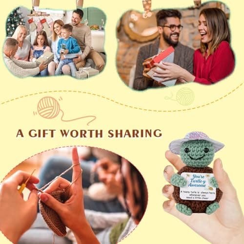 Gifts for Her/Him, Positive Crochet Animals with Fragrance, Birthday Gifts for Women Men, Includes Motivational Cards and a Wooden Base for Son Mom Dad Daughter Sister Friend - Thumbnail 5