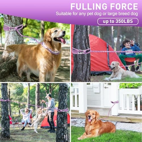Dog Tie Out Cable for Camping 50ft, Dog Runner for Yard Hold up to 350lbs, Portable Camping Essentials for Outside - Thumbnail 3