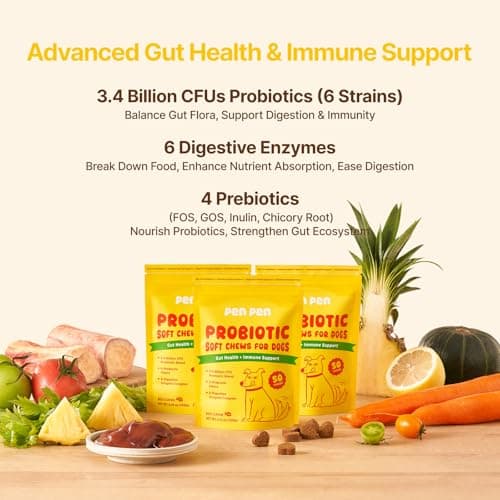 PENPEN Probiotics for Dogs, Dogs Probiotics for Digestive Health, Multi-Probiotic and Enzyme Blend Promote Gut Health & Immune Support, Eases Sensitive Stomachs (Beef Chews, 50ct) - Thumbnail 5