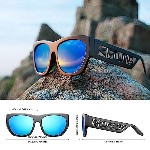 ROCKNIGHT Mirror Blue Sunglasses Men Polarized UV Protection Beach Casual Shades Gifts for family hombres - Thumbnail 3