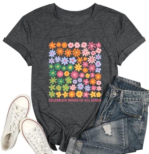 Ladicme Autism Awareness Shirt Women Autism Shirts Mom Autistic Acceptance T Shirt Mental Health Casual Tops Tee Outfit - Image 1