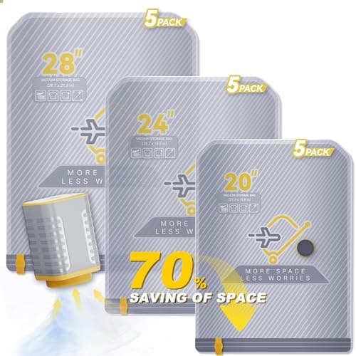 15-Pack Vacuum Bags for Travel with Wireless Rechargeable Pump, Carry-on Size Compression Packing Bags for Luggage & Suitcase, Space Saver for Clothes & Clothing, 15 Combo Travel Size, Fast 3S Vacuum - Image 1