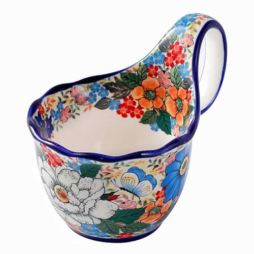 ALMA 2025 Updated Microwavable Soup Bowl with Large Long Handle,18oz Soup Bowl Giftable for Women,Unique Cereal Bowl for Soup,Yogurt,Snack,Chip,Stew,Ice cream-Wildflower Waltz Theme - Image 1