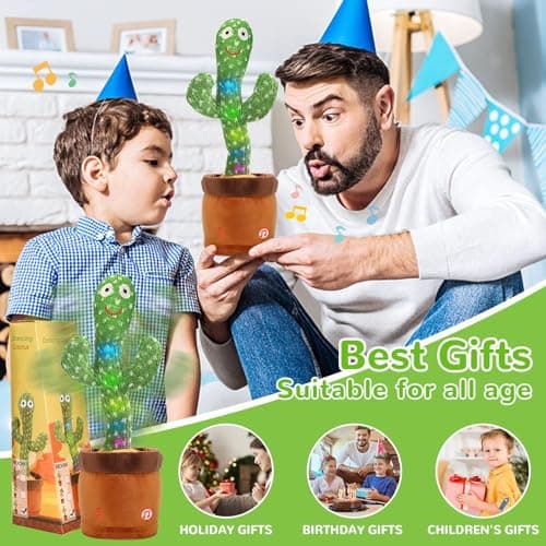Emoin Dancing Talking Cactus Toy for Baby Boys Girls Gifts,Dancing Cactus Singing Mimicking Recording Repeating What You Say Baby Toys - Thumbnail 4