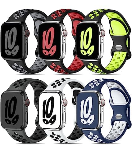 Keponew Compatible with iWatch Bands, with Apple Watch Band 44mm 49mm 42mm 41mm 40mm 38mm Ultra SE Series 8 7 6 5 4 3 2 1, Sport Breathable Soft Silicone Straps for apple watch series 8 bands 45 mm - Image 1