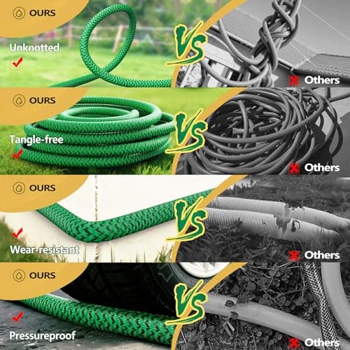 Non-Expanding Garden Hose 100ft, Flexible Weather-resistance Water Hose with 3/4" Solid Leakproof Connector, Knot-free & Anti-cracking & Durable Garden Hoses for Outdoor Watering Cleaning - Thumbnail 4