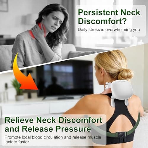 Neck Massager with Heat, 4D Kneading Shiatsu for Pain Relief (White) - Thumbnail 5