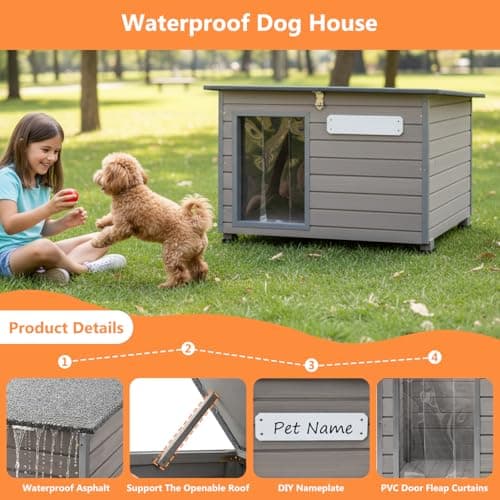 Dog House Outdoor & Indoor Anti-Chewing Iron Frame Dog Kennel Easy Clean and Assemble Openable Roof for Small to Medium Dog Breeds (32" L X 12" W X 25" H) - Thumbnail 6