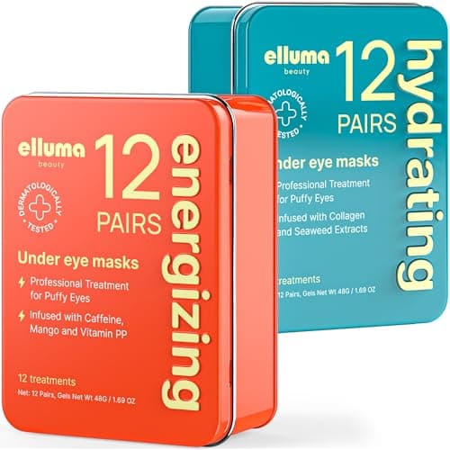 Elluma Beauty Under Eye Patches – 24 Hydrogel Pads, Energizing & Hydrating Sets with Caffeine and Seaweed Extracts - Image 1