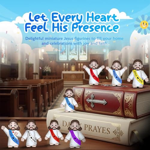 VINETEN 50 Pcs Little Jesus Figures – Multicolor “Jesus Loves You”Baby Jesus Figure Mini for Easter Egg Stuffers, Christmas Party Favors, Religious Celebrations (Lively Colors) - Thumbnail 6