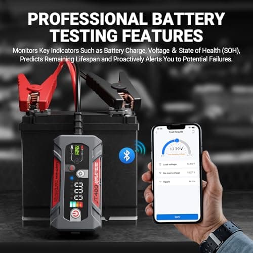 LOKITHOR JT400 Jump Starter and Battery Tester, 2500A Car Battery Booster, Portable 12V Jump Box for Up to 8.5L Gas or 6.5L Diesel Engines, 100-2000 CCA Load Capacity Automotive Load Tester - Thumbnail 4