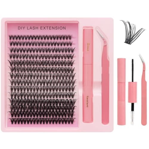 DIY Lash Extension Kit, 280PCS 40D Individual Cluster Lashes, Mixed Length 9–15mm, Bond and Seal with Applicator, At Home Lash Extensions for Natural Full Volume Look - Image 1