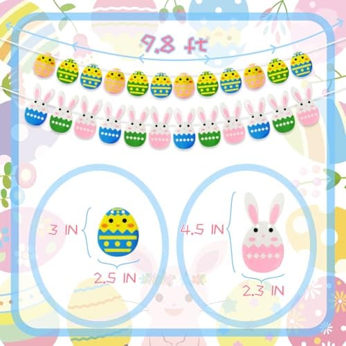 Oeyliz Easter Banner Easter Decorations Garland 4PCS Colorful Felt Rabbit Bunny Egg DIY Decorations Hanging Banner Wall Decorations Home Indoor Outdoor Party Hanging Decor Supplies - Thumbnail 3