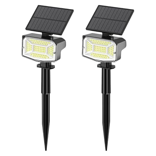 Fratink Solar Spot Lights Outdoor, 92 LEDs Landscape Lighting with 3 Lighting Modes and Auto On/Off, IP67 Waterproof Spotlights, Outdoor Solar Lights for Yard Garden, 2 Pack (Cool White) - Image 1
