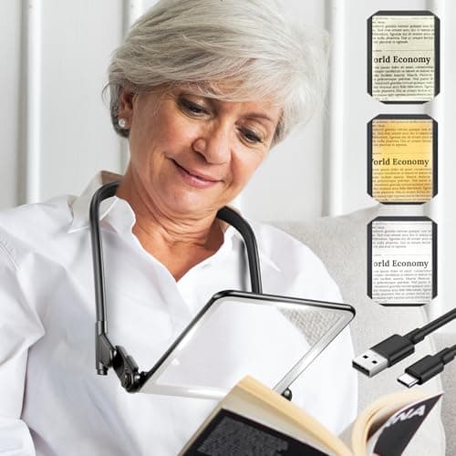 Bstsilver Large Hands-Free Magnifying Glass with 40LED Eye Caring 3 Light & Detachable GooseNeck Bracket, Anti-Glare Lens Magnifier 3X Rechargeable for Read, Craft, Needlework, Knit, Low Vision Senior - Image 1