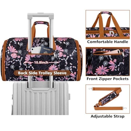 Convertible Garment Duffel Bags for Travel - Carry on Garment Duffle with Toiletry Bag Storage Bag Large Travel Duffel Bag 2 in 1 Hanging Suit Bag Weekender Bag for Men Women 3pcs Set - Thumbnail 4