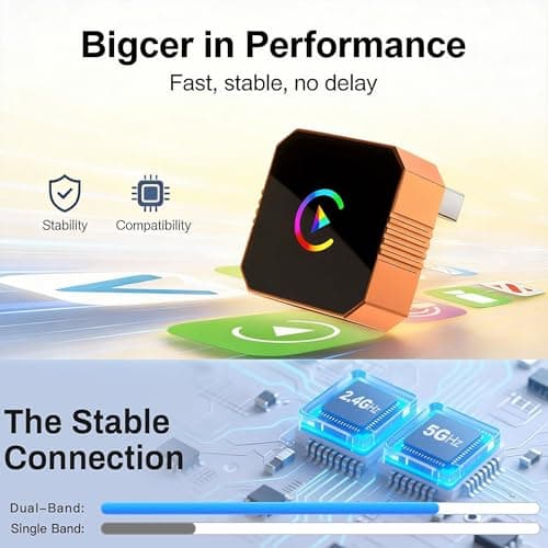 fintaps 2026 Mini Wireless CarPlay Adapter for iPhone,2-in-1 Wired to Wireless for Android&CarPlay Auto,Plug and Play Fast & Stable Connection,Zero Delay Car Play for iOS 10+, Android 11+ - Thumbnail 3