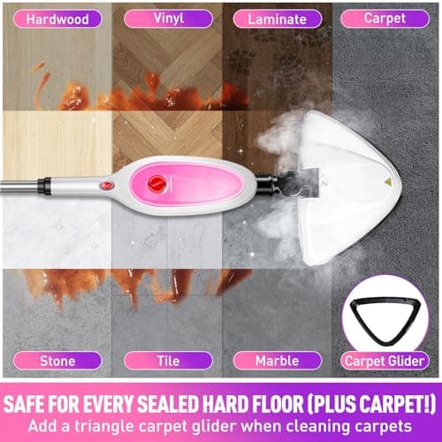 Steam Mop & Detachable Handheld Steamer 2-in-1 Design, 20s Fast Heat-Up, 16FT Power Cord, 10-in-1 Multi-Purpose Steam Cleaner for Hardwood Floors/Carpet/Tile/Grout/Window/Stove for Deep Home Cleaning - Thumbnail 5
