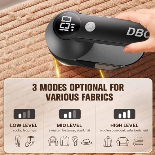 DBC Rechargeable Fabric Shaver,3-Speed Lint Remover for Clothes LED Display, 15000r/Min Powerful Motor, Large Shaving Head Lint Shaver for Clothes, 6-Leaf Blades, Lint Ball, Furniture, Fuzz - Thumbnail 3
