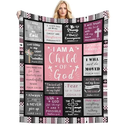Joyxzacp Christian Blanket Gifts for Catholic Women, I Am a Child of God Scripture Blanket, Religious Baptism Gifts for Girl, Christian Faith Gift for Birthday Christmas Mother's Day 60"x80" - Image 1