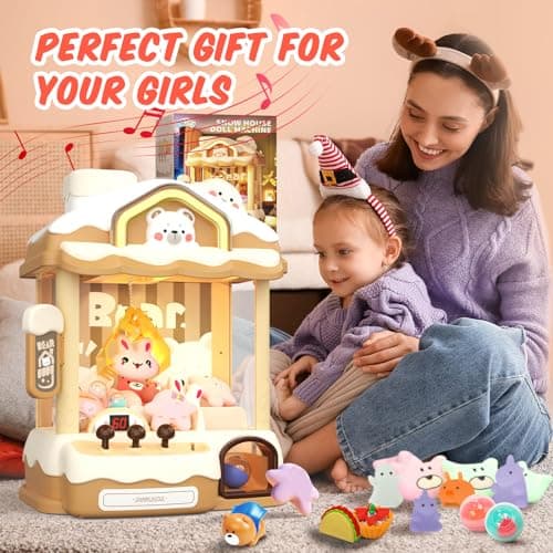 Skirfy Toys Bear Claws Machines for Kids Adults with Sound LED Light, Vending Machine Grabber Prize Dispenser Toys, Claws Machines Toy Electric Claws Game, Birthday Girls Gift - Thumbnail 3
