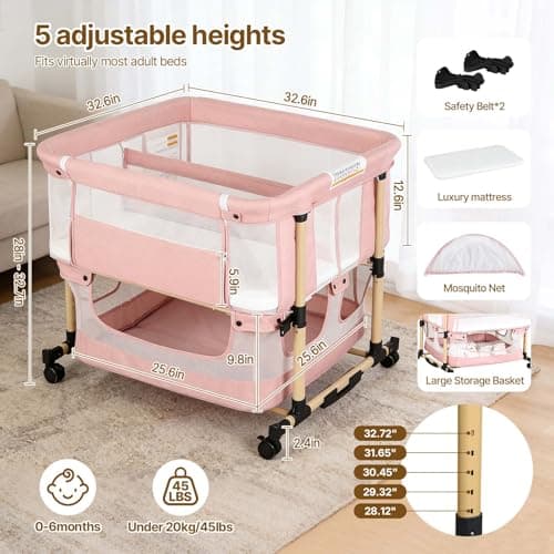 Twin Bassinet for 2 Babies, Rocking Portable Double Bassinet for Twins - Thumbnail 3