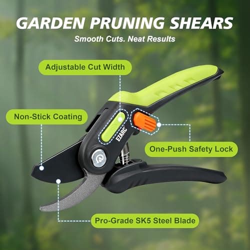 EZARC Garden Pruning Shears, Bypass Hand Pruner 1 Inch Cut Capacity, Garden Clippers Hand Tools for Cutting Flowers, Trimming Plants, Picking Fruits, 1 Pack - Thumbnail 2