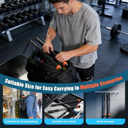 Cordless Battle Ropes with Adjustable Resistance Springs - Weighted Ropeless Battle Rope for Home Gym Exercise, Portable Workout Equipment for Strength Training & Cardio Fitness - Thumbnail 6