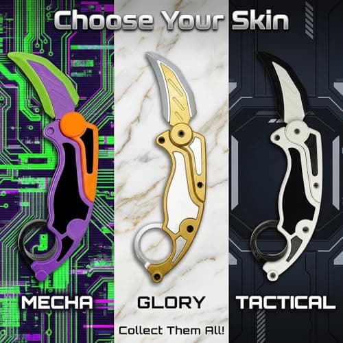 Fidget Claw Toy with Soft Silicone Blade, Plastic Karambit Practice Toy for Finger Spinning, 3D Printed Style Folding Pocket Spinner for Teens and Adults (Purple) - Thumbnail 4