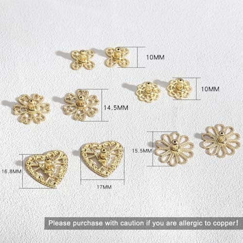 Heavy Duty Earring Supports for Droopy Ears - 5 Pairs Secure Locking Backs Anti-Drop Lifters for Heavy Earrings, 10-17mm Gold Plated Large Metal Earring Backs Replacement for Women/Men (Gold) - Thumbnail 5